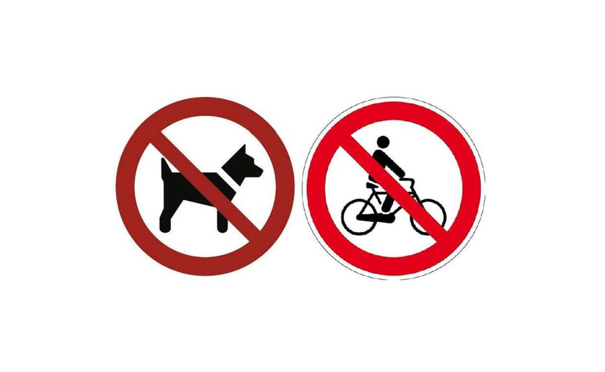 Verbotsschild Hunde Fahrräder
